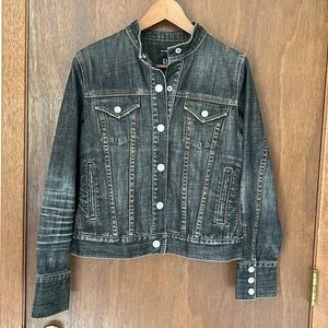 Distressed denim black jean jacket